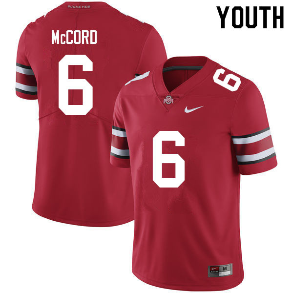 Ohio State Buckeyes Kyle McCord Youth #6 Red Authentic Stitched College Football Jersey